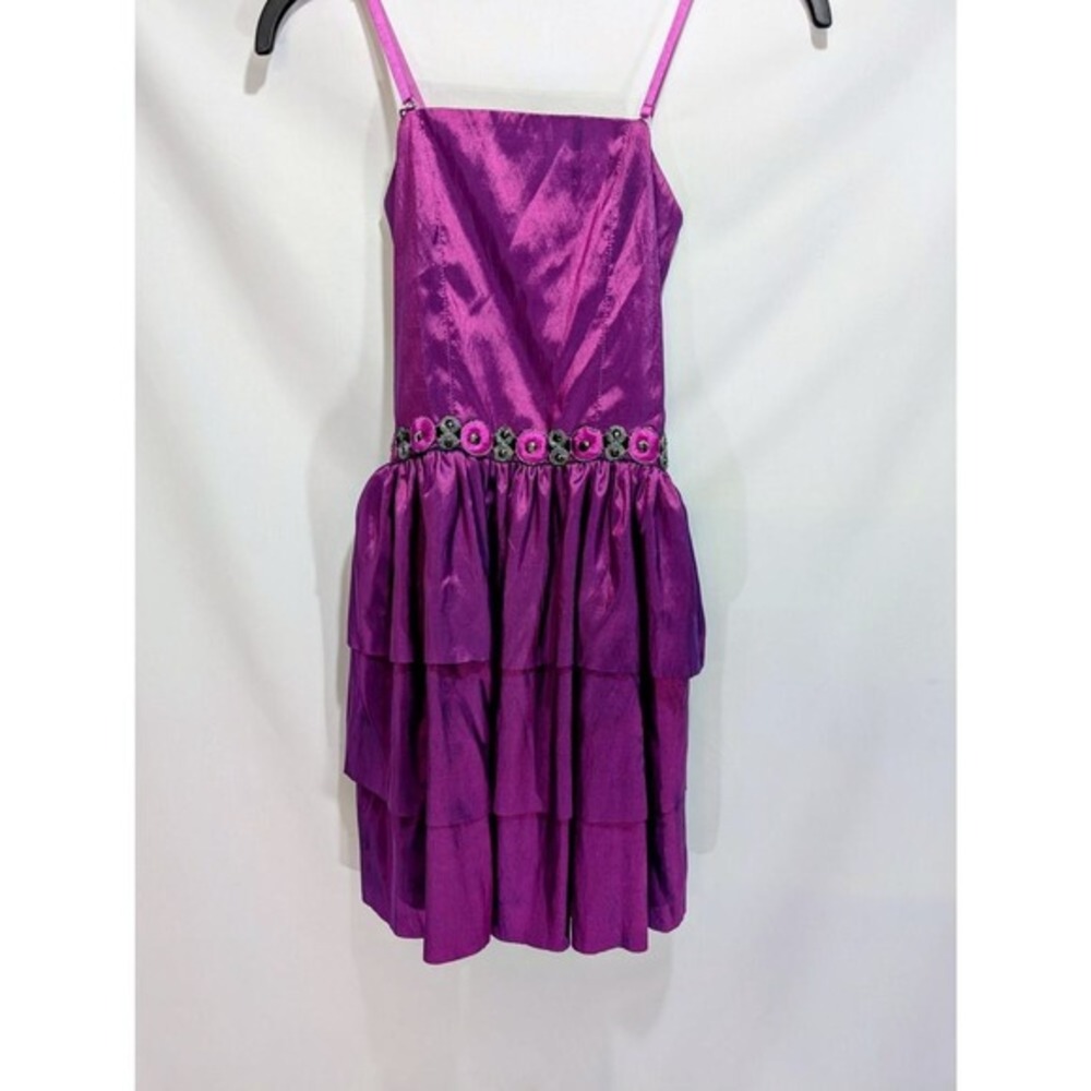 Stella M'Lia Girls Purple Tiered Ruffle Occasion Dress Fits 10/12 NWT